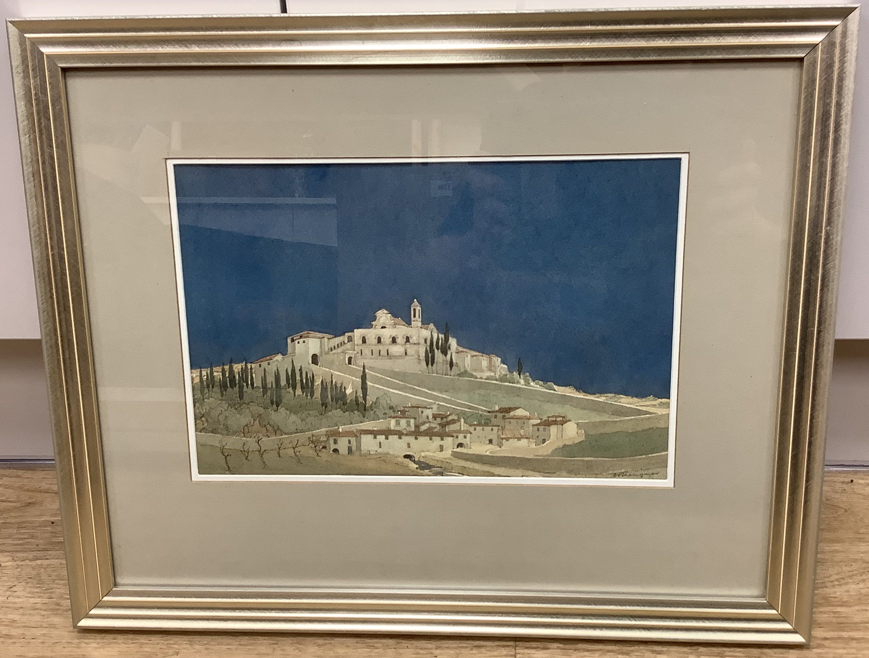 Charles Frank Trangmar (JOB) A.R.C.A.,(b.1889-?), watercolour, The Certosa, Florence, signed in pencil, 18 x 28cm